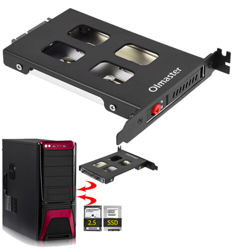 2X Oimaster Pci Mobile Rack Enclosure Hard Disk Drive Case Box for 2.5 Inch  Sdd Hdd Adapter 1