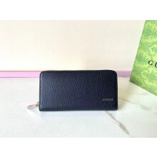 Gucci Zip Around Wallet Black Leather 771154 19cm