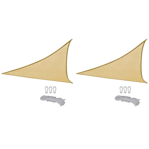 2pcs 1x1x1 Meter Outdoor Window Shade Sail Breathable Triangular Extra Large Shade Sail
