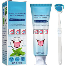 Tongue Scraper and Cleaner Set with Gentle Gel Formula for Deep Oral Hygiene (2pcs)