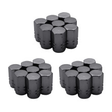 24 Stuecke Reifen Schaft Ventil Kappen Rad Ventil Abdeckungen Auto Staubdicht Reifen Kappe, Sechskante Form Titan Grau