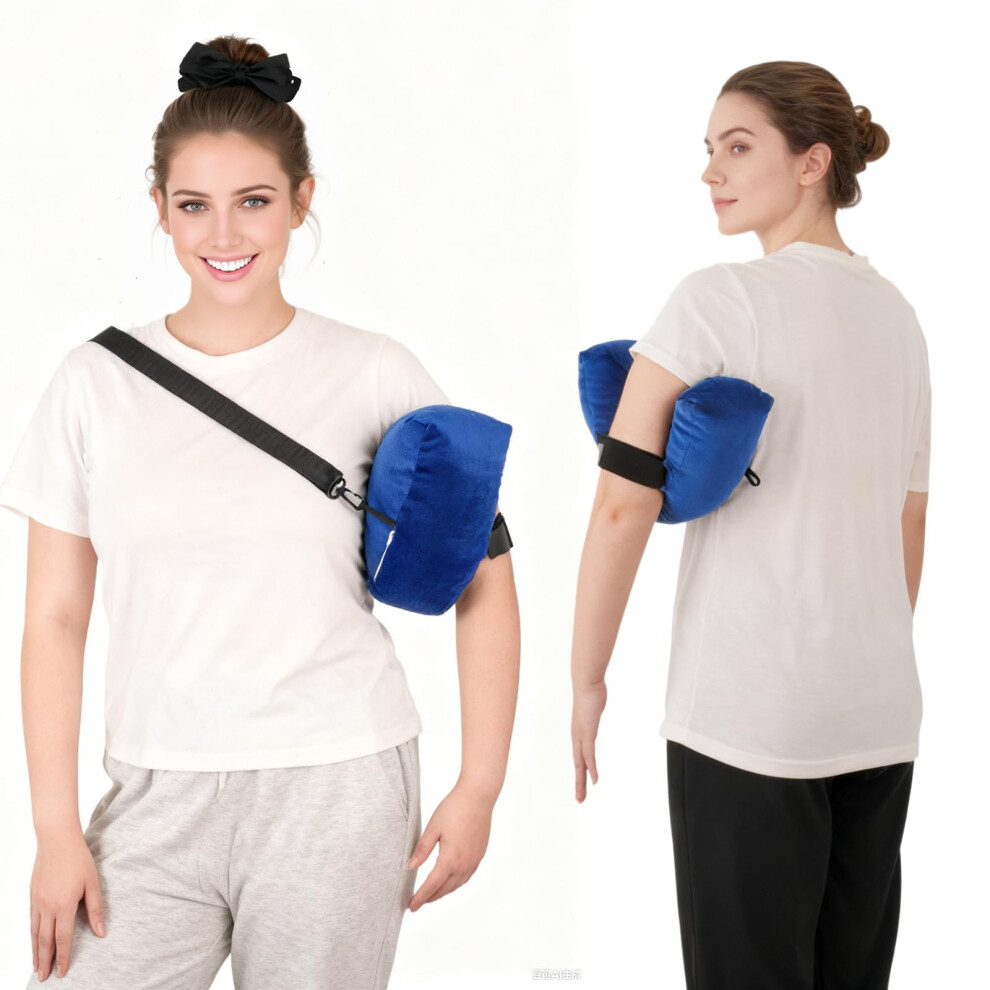 Blue Rotator Cuff Pillow For Side Sleepers, Ergonomic Shoulder Surgery Recovery Support With Breathable Fleece Cover ( Small)