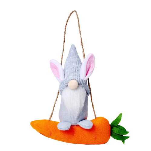 Easter Hare Carrot Stuffed Toy Plush Dwarf Doll Hanging-Blue
