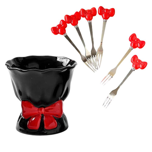 Sophisticated Ceramic Vessel Stores 6 Nonrust Pastry Forks-RK 2