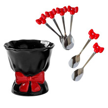 Sophisticated Ceramic Vessel Stores 6 Nonrust Pastry Forks-RK 3