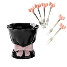 Hochwertige Keramik-Snack-Gabel-Organizer und 6 Mini-Gabeln-PB 2