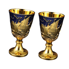 2er-Pack Becher mit Metallstiel, ideal zum Toasten und-Goldblau