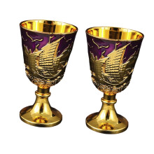 2Pcs Elegant High Foot Goblets From Long Zincs-golden grape