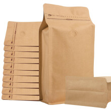 50 PCS 8 oz Coffee Bags with Valve, Kraft Paper Flat Bottom Black Aluminum Foil Resealable Coffee Bean Bags