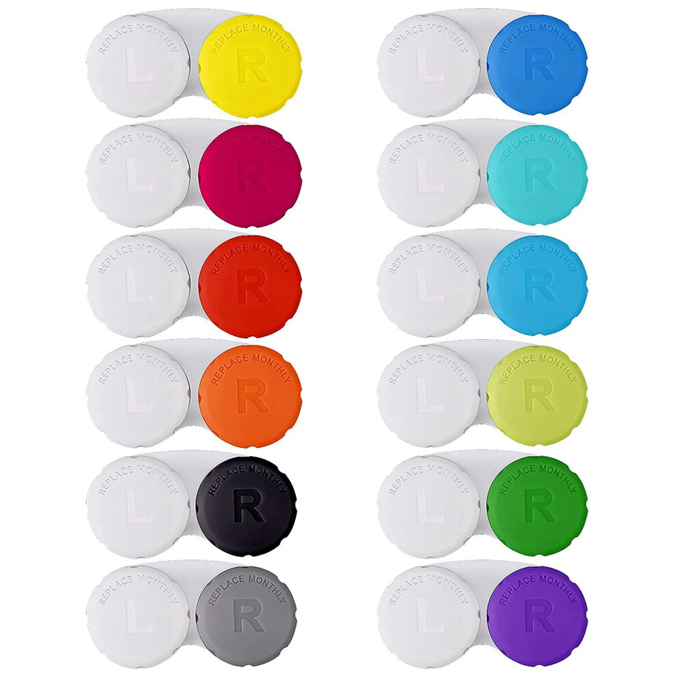 12PCS Colorful Contact Lens Case Set, Leakproof Screw Lids, Compact Travel Size for Daily Use