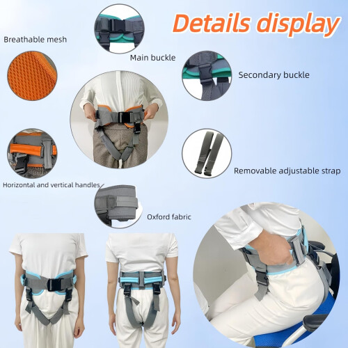 Transfer Belt for Elderly with Handles, Quick Release Buckle, AntiSlip Design, Adjustable Medium Green 1