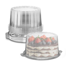 8 Inch Round Cake Container Pack of 100, PET Plastic Bakery Box Bulk Event Ready, Made in USA