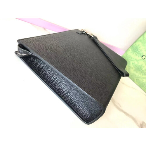 Gucci Zip Pouch Black Leather 771155 28cm 2