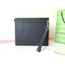 Gucci Zip Pouch Black Leather 771155 28cm