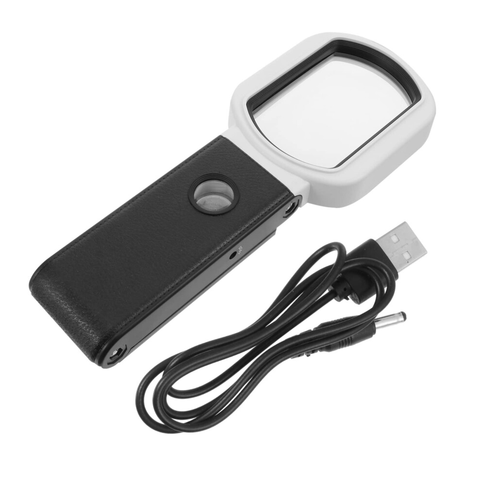 LED Magnifying Glass with 7 LED Lights, Foldable Handheld and Desktop Dual Mode for Reading and Banknote Inspection