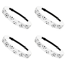 4PCS Football Themed Headbands Elastic Workout Headbands-White