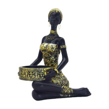 Resin African Woman Figurines Decorative Sculptures Tribal Woman