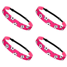 4PCS Elastic Workout Sweat Headband Polyester Sweat-rose red