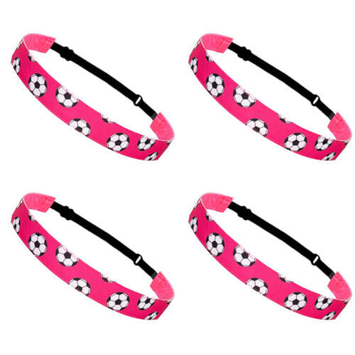 4PCS Elastic Workout Sweat Headband Polyester Sweat-rose red