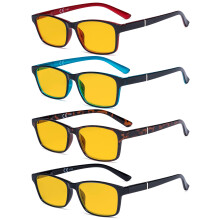4 Pack Blue Light Blocking Reading Glasses +0.50 Anti Glare Amber Lenses for Computer Use
