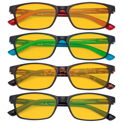 4 Pack Blue Light Blocking Reading Glasses +0.50 Anti Glare Amber Lenses for Computer Use 1