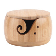 Wooden Yarn Bowl,Yarn Bowls with Lid for Knitting Crochet Yarn Holder for DIY Knitting Crocheting Crochet Kit