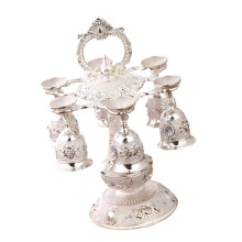Sophisticated Wine Pourer And Cup Collection Wine-Silvery White