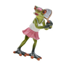 Couple Frogs Tennis Player Figurine Resin Miniature Sculpture-2