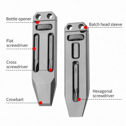 Titanium Alloy  Wrench Multi-Function Adjustable Wrench Portable Keychain Pocket Tool Pendant Screwdriver for 2