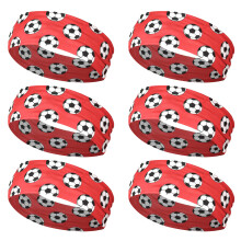 6Pcs Football Pattern Stretchy Hair Bands Headbands Great-Red