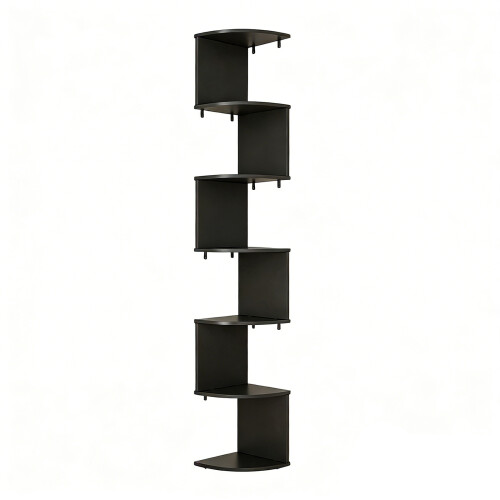 Elegant 7 Level Radiating Corner Shelf Unit Ideal For-Black