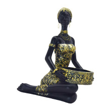 Zittend Afrikaans standbeeld Home Decors Opbergdoos Tribal Lady