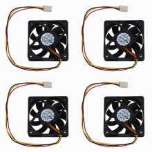 4X CPU-Ventilator Radiatorventilator 60 X 60 mm Boxcomputer - Zwart