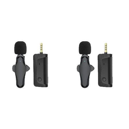 2X K35 Pro Wireless Microphone Lavalier Noise Reduction 3.5mm AUX for Megaphones Amplifier Camera Computer Mobile Phone