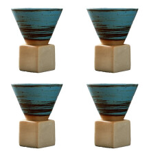 4X Japanese Retro Ceramic Coffee Cup - Rough Pottery Tea Cup, Latte Art Porcelain Mug, Suitable for Home & Office B