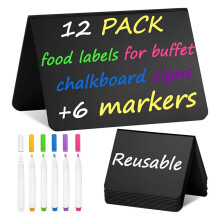 12 Pack 4 Inch X3 Inch Chalkboard Signs for Party-Buffet,Food Labels for Party-Supplies-Wedding Table Signs