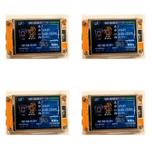 4X Bitcoin Lucky Miner NMMiner Solo Loteria NerdMiner V2 Hashrate 964KH/S ESP32 Tela de 2,8 Polegadas Cripto ESP32-2432S028R