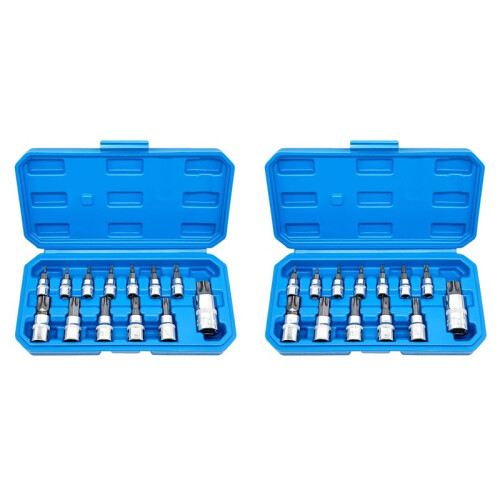 Conjunto de Soquetes Star Torx de 26 Unidades T8-T70 H2-H14, Soquetes CRV de 1/4 Polegadas, 3/8 Polegadas e Unidade de 1/2 Polegadas para Trabalho