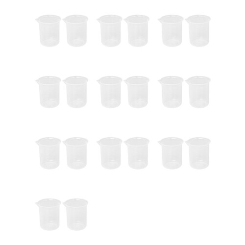 Kitchen Lab Graduated Beaker Clear Plastic Measuring Cup Thicken with Cap Measuring Jug 200mL 20pcs