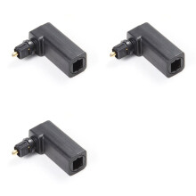 3 Stück Toslink 90 Grad Optisches Audiokabel-Adapter Stecker auf Buchse Rechtwinklig 360 Grad Drehbar PC TV DVD Stereo Optisches Kabel