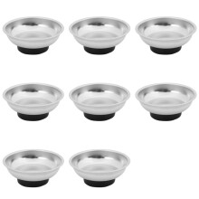 8X Circle Stainless Steel Magnetic Parts Bowl Tool Tray Nuts Bolts Screws Part Tray Magnetic Parts Plate Silver 3 Inches