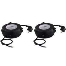 2X Small Automatic Retractable Wire Winding Device, Retractable Storage Reel, Automatic Winding Reel EU Plug