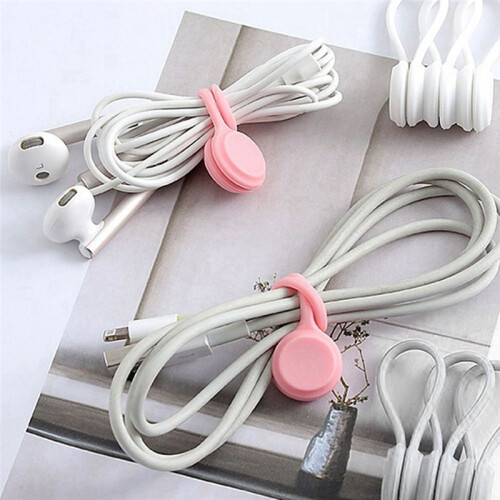 20pcs Cable Organizer Minimalist Silicone Cable Organizer for Data, Headphone, and Charging Cords White