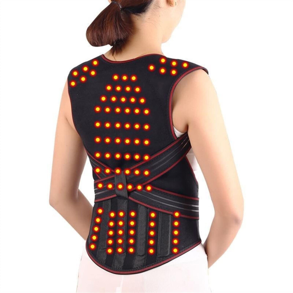 Black Back Support Belt With 108 Magnets Selfheating Lumbar Brace For Posture Correction Pain Relief Medium