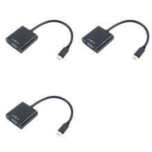 3X USB-C USB 3.1 Type C pour Cable Adaptateur VGA Male A VGA Femelle Convertisseur de Transfert Video 1080p pour 12 Pouces
