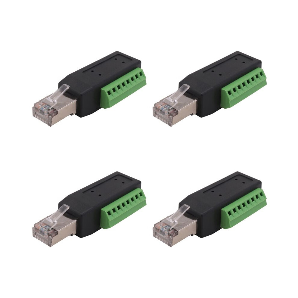 4X Rj45 Screw Terminal Connector Rj45 Solderless Male Plug To 8-Pin Terminal Block Adapter For Ethernet Cat5 /6/7 Av 6032898123114
