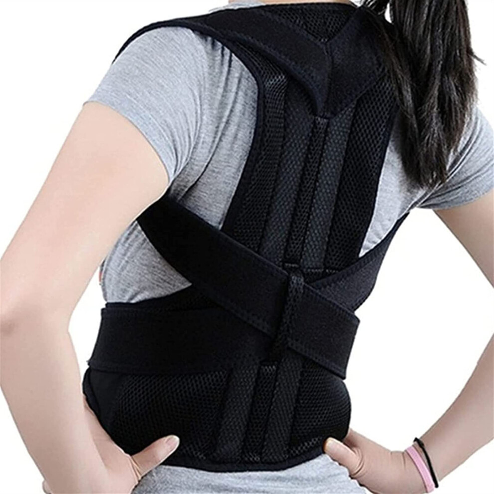 Adjustable Back Posture Corrector Brace with Ergonomic Lumbar Support Belt for Men and Women, Large