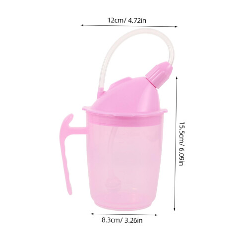 Spill Proof Cup with Straw and Lid for Elderly, Adaptive Drinking Cup with Double Handles 1