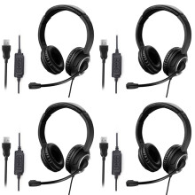 4X Wired USB Headset Call Center Headset with Microphone Game Noise Canceling over-Ear Headphones for Computer PC Laptop