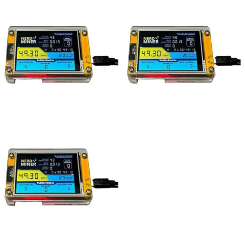 3X NerdMiner V2 2.8 Polegadas Display BTC Solo Loteria Nerd Miner Crypto Bitcoin Mining Machine